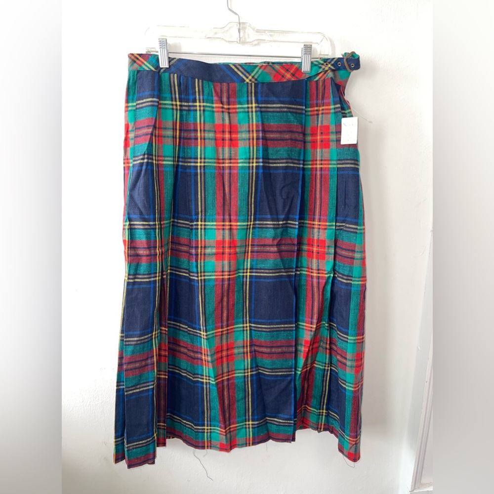 New Old Stock Vintage Tartan Plaid Wrap Skirt - Multicolor Sz 18W Plus Size